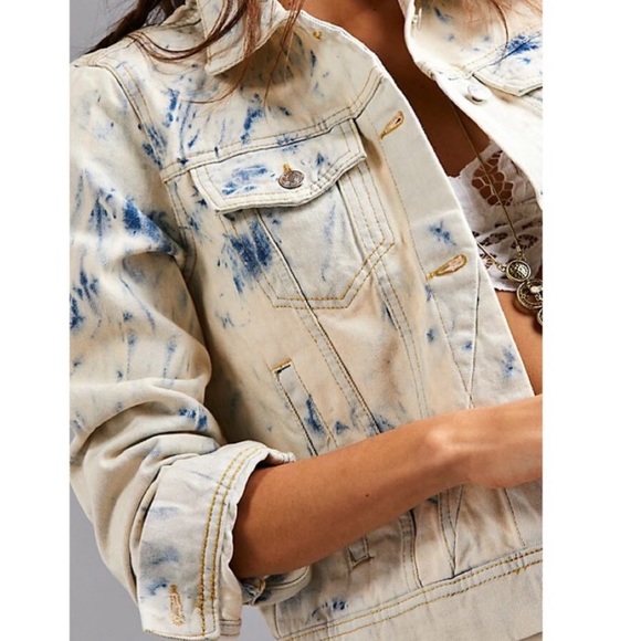 Free People Rumors Tie Dye Denim Jacket - Picture 1 of 15